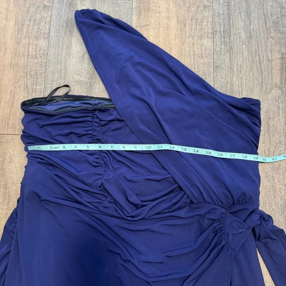 NWT ELOQUII Royal Blue One Shoulder Draped Ruched Maxi Dress Size 22 Formal - Picture 8 of 8